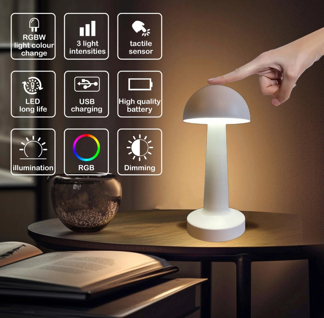 Touch LED Mushroom Table Lamp (Cordless)