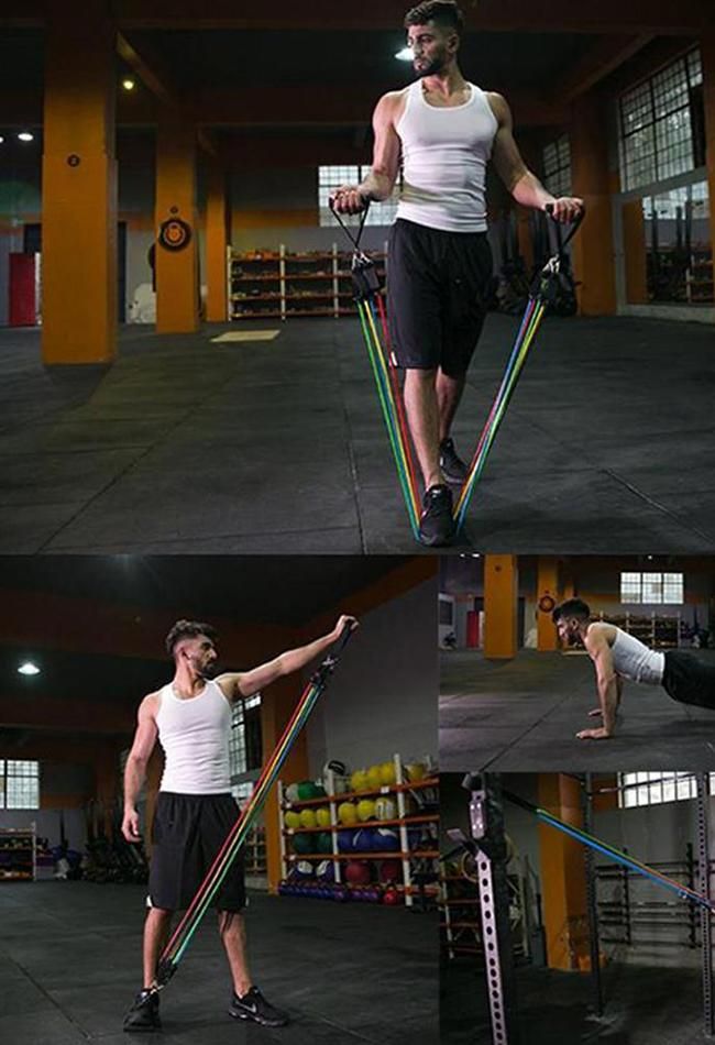 High Quality 11Pcs TPE Fitness Loop Heavy Resistance Training Bands Set for Workout Yoga Exercise & Gymnastics Home Use