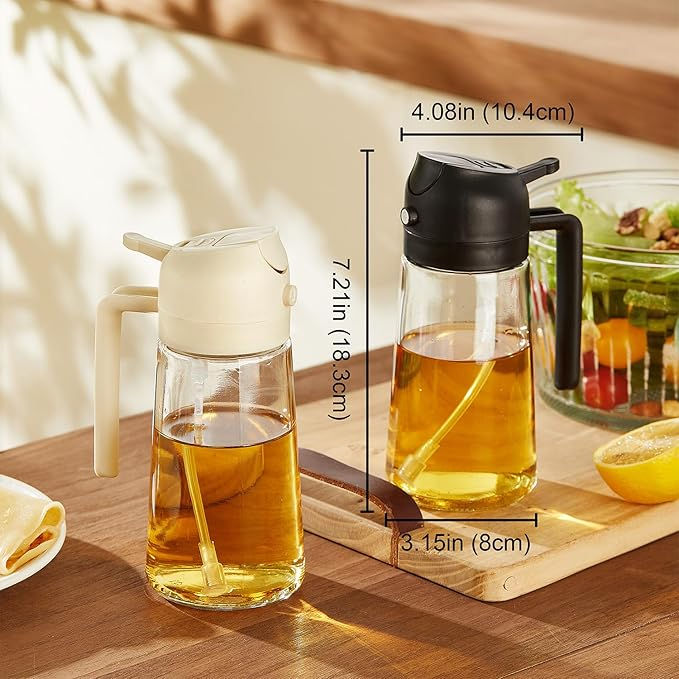 2-in-1 Oil Spray & Dispenser Bottle | For Healthy, Mess-Free Cooking