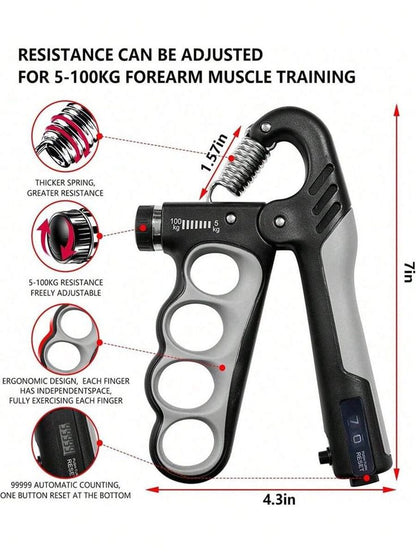 Build Iron Grip Strength 💪 Adjustable Hand Grip (5–100kg) with Counter