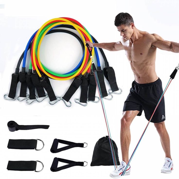 11Pcs TPE Fitness Loop Heavy Resistance Training Bands Set for Workout Yoga Exercise & Gymnastics Home Use