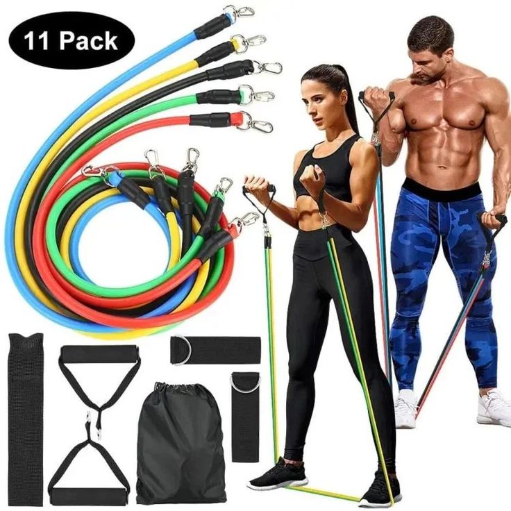 11Pcs TPE Fitness Loop Heavy Resistance Training Bands Set for Workout Yoga Exercise & Gymnastics Home Use