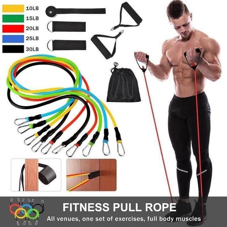 11Pcs TPE Fitness Loop Heavy Resistance Training Bands Set for Workout Yoga Exercise & Gymnastics Home Use