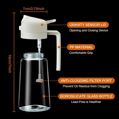 2-in-1 Oil Spray & Dispenser Bottle | For Healthy, Mess-Free Cooking