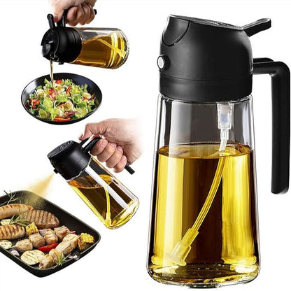 2-in-1 Oil Spray & Dispenser Bottle | For Healthy, Mess-Free Cooking