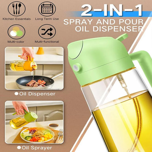 2-in-1 Oil Spray & Dispenser Bottle | For Healthy, Mess-Free Cooking