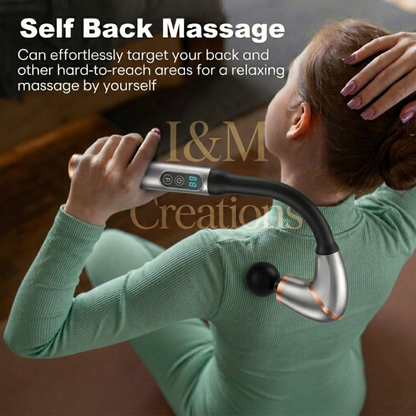I&M Rechargeable 7-Shaped Massage Hammer Gun – Deep Tissue Fascia Therapy with Extended Handle for Back, Neck & Shoulder Self-Massage