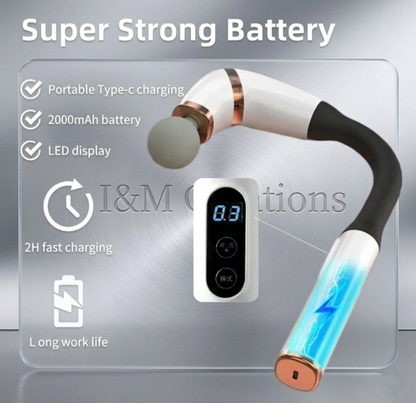 I&M Rechargeable 7-Shaped Massage Hammer Gun – Deep Tissue Fascia Therapy with Extended Handle for Back, Neck & Shoulder Self-Massage