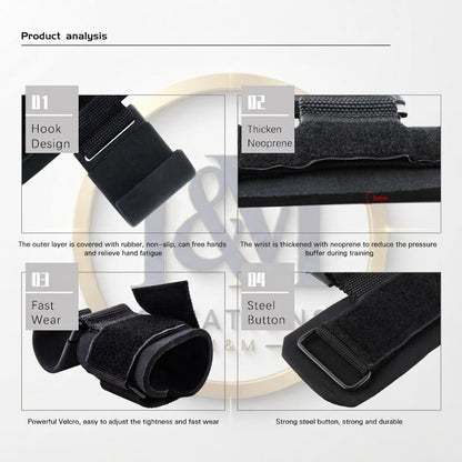I&M Creations Pro Gym Lifting Hooks with Wrist Support - For both male & female.(PAIR)