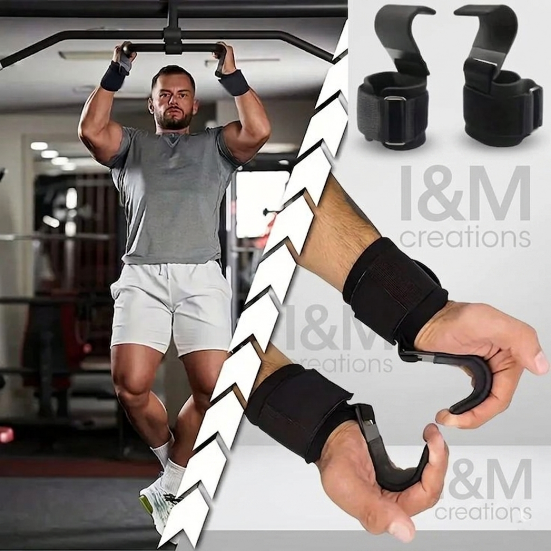 I&M Creations Pro Gym Lifting Hooks with Wrist Support - For both male & female.(PAIR)