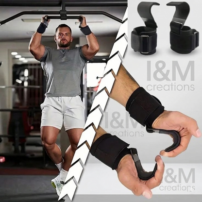I&M Creations Pro Gym Lifting Hooks with Wrist Support - For both male & female.(PAIR)