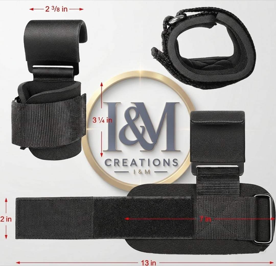 I&M Creations Pro Gym Lifting Hooks with Wrist Support - For both male & female.(PAIR)