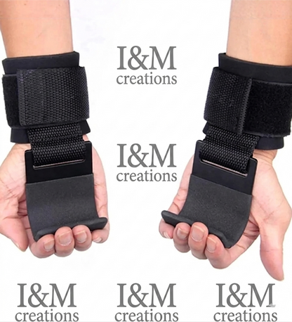 I&M Creations Pro Gym Lifting Hooks with Wrist Support - For both male & female.(PAIR)
