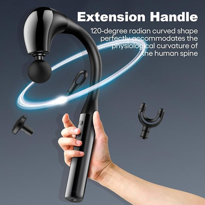 I&M Rechargeable 7-Shaped Massage Hammer Gun – Deep Tissue Fascia Therapy with Extended Handle for Back, Neck & Shoulder Self-Massage