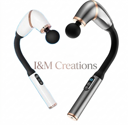 I&M Rechargeable 7-Shaped Massage Hammer Gun – Deep Tissue Fascia Therapy with Extended Handle for Back, Neck & Shoulder Self-Massage