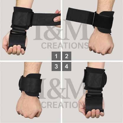 I&M Creations Pro Gym Lifting Hooks with Wrist Support - For both male & female.(PAIR)