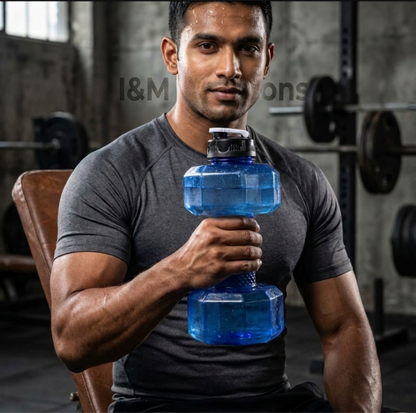1.5L Dumbbell Shape Gym Water Bottle | BPA-Free | Motivational Fitness Jug for Men & Women
