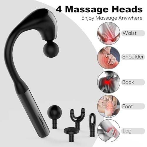 I&M Rechargeable 7-Shaped Massage Hammer Gun – Deep Tissue Fascia Therapy with Extended Handle for Back, Neck & Shoulder Self-Massage
