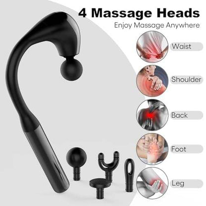 I&M Rechargeable 7-Shaped Massage Hammer Gun – Deep Tissue Fascia Therapy with Extended Handle for Back, Neck & Shoulder Self-Massage