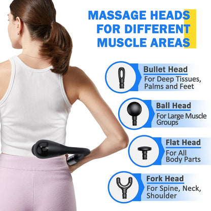 I&M Rechargeable 7-Shaped Massage Hammer Gun – Deep Tissue Fascia Therapy with Extended Handle for Back, Neck & Shoulder Self-Massage