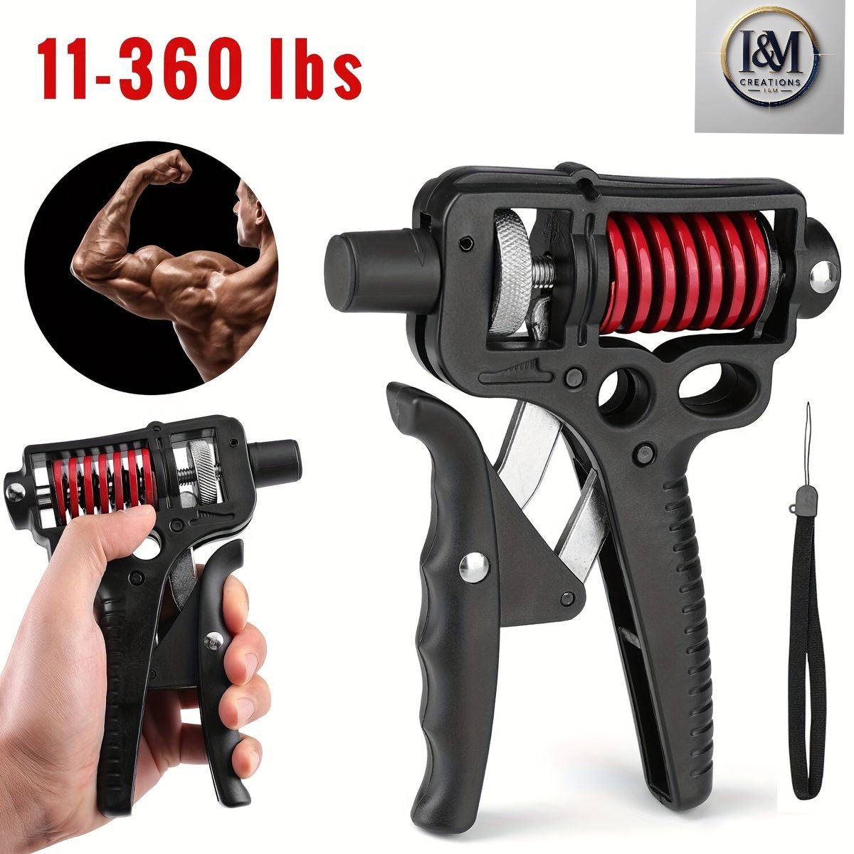 Heavy duty Adjustable Hand Grip Strengthener 5–165kg.Ergonomic Wrist, Arm & Finger Trainer